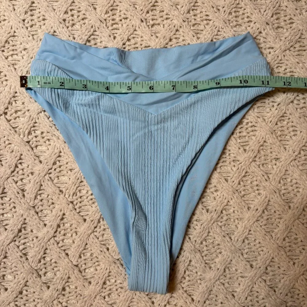 L*Space Ribbed High Waist Bitsy Bikini Bottom Blue - S-NWOT w/hygiene‎ sticker